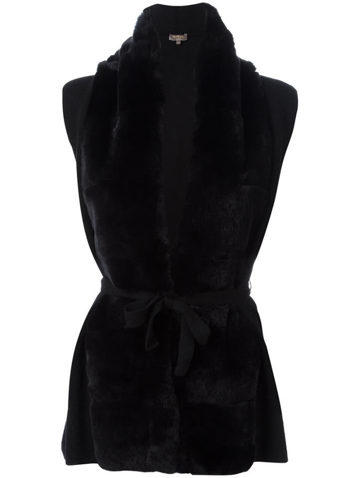 N.peal Belted Cardigan, Women's, Size: Medium, Black, Rabbit Fur/cashmere
