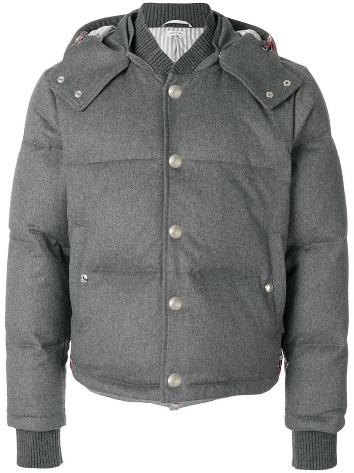 Thom Browne Tonal Grosgrain Down-filled Bomber Jacket - Grey
