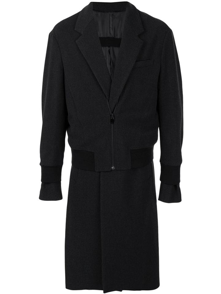 System Layered Asymmetric Coat - Black