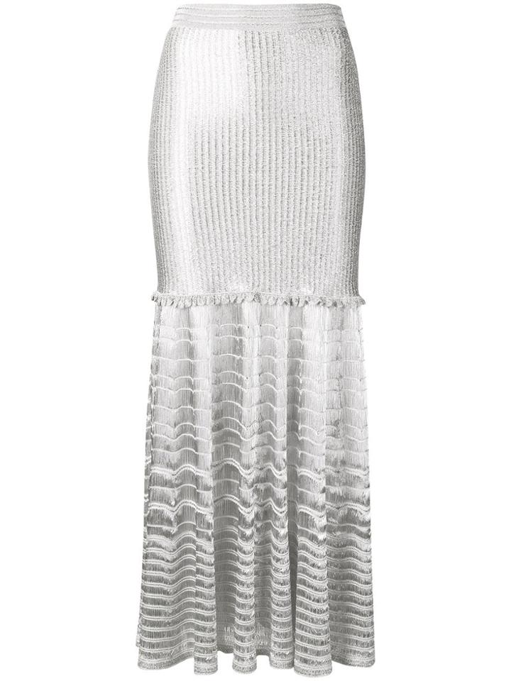 Alexander Mcqueen Metallic Knitted Skirt - Silver