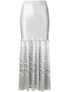 Alexander Mcqueen Metallic Knitted Skirt - Silver