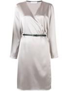Jean Paul Knott Wrap Belted Dress - Neutrals