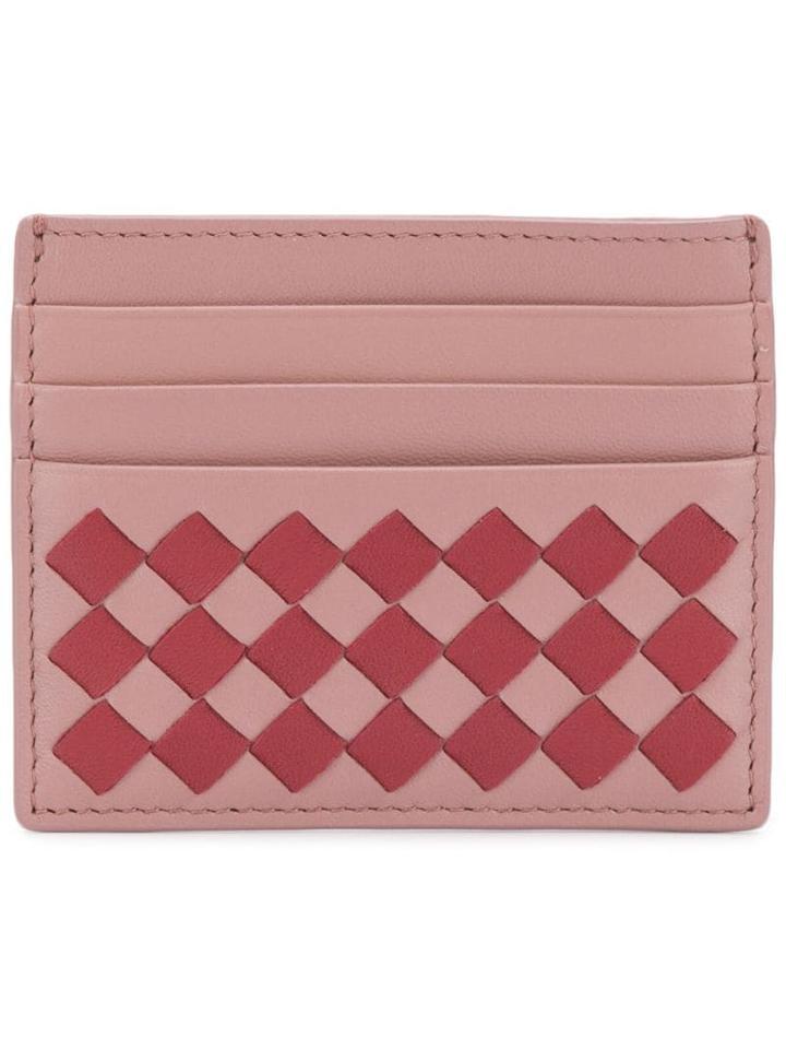 Bottega Veneta Intricciato Check Card Case - Pink