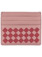 Bottega Veneta Intricciato Check Card Case - Pink