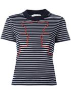 Vivetta Embroidered Stripe T-shirt, Women's, Size: 42, Blue, Cotton