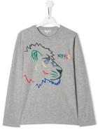 Kenzo Kids Tiger And Friends Top - Grey