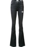 Frame Denim Flared Jeans, Women's, Size: 30, Black, Cotton/polyester/spandex/elastane