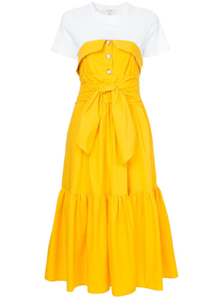Sea T-shirt Colourblock Tiered Dress - Yellow & Orange