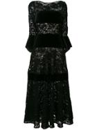 Talbot Runhof Sequin Lace Dress - Black