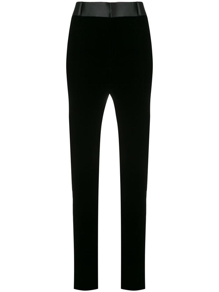 Saint Laurent High Waisted Skinny Trousers - Black