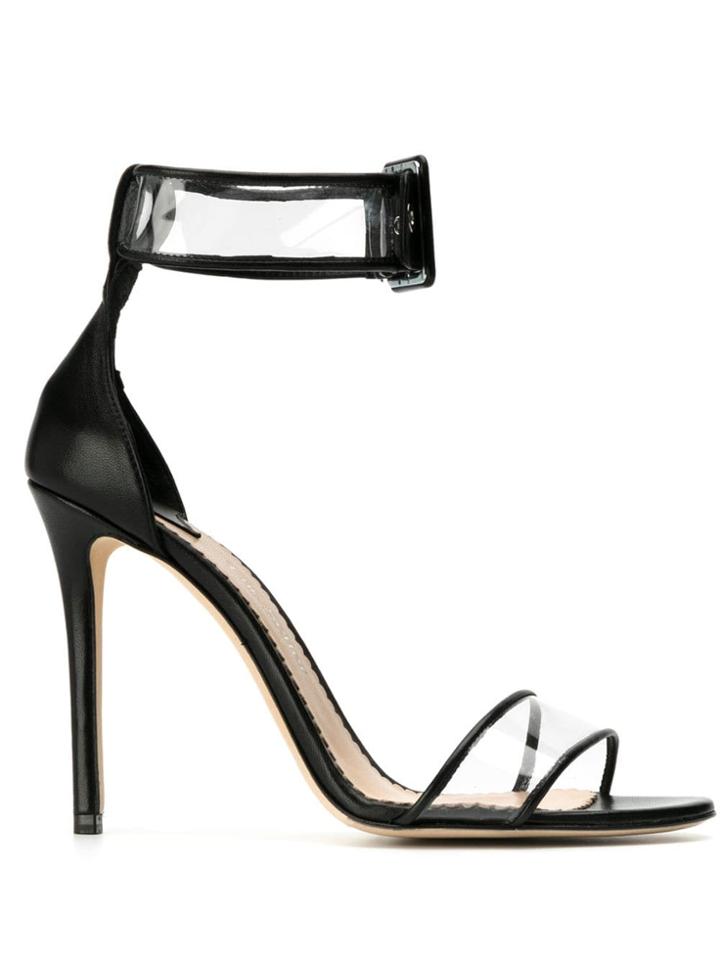 The Seller Buckle Detail Transparent Heeled Sandals - Black