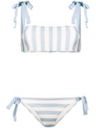 Zimmermann Striped Print Tie Detail Bikini - Blue