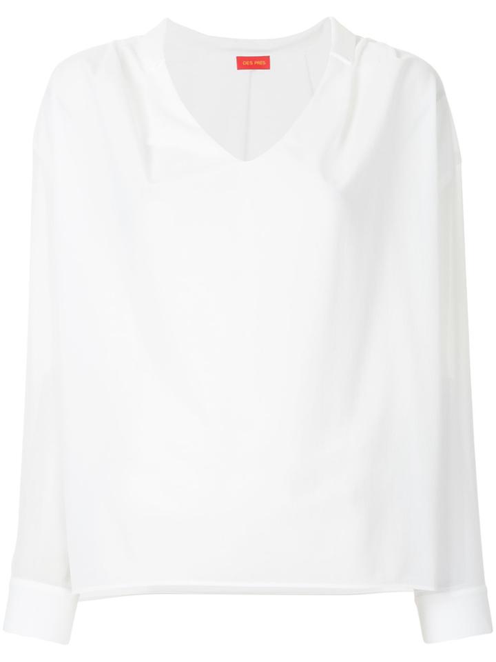 Des Prés Draped V-neck Blouse - White