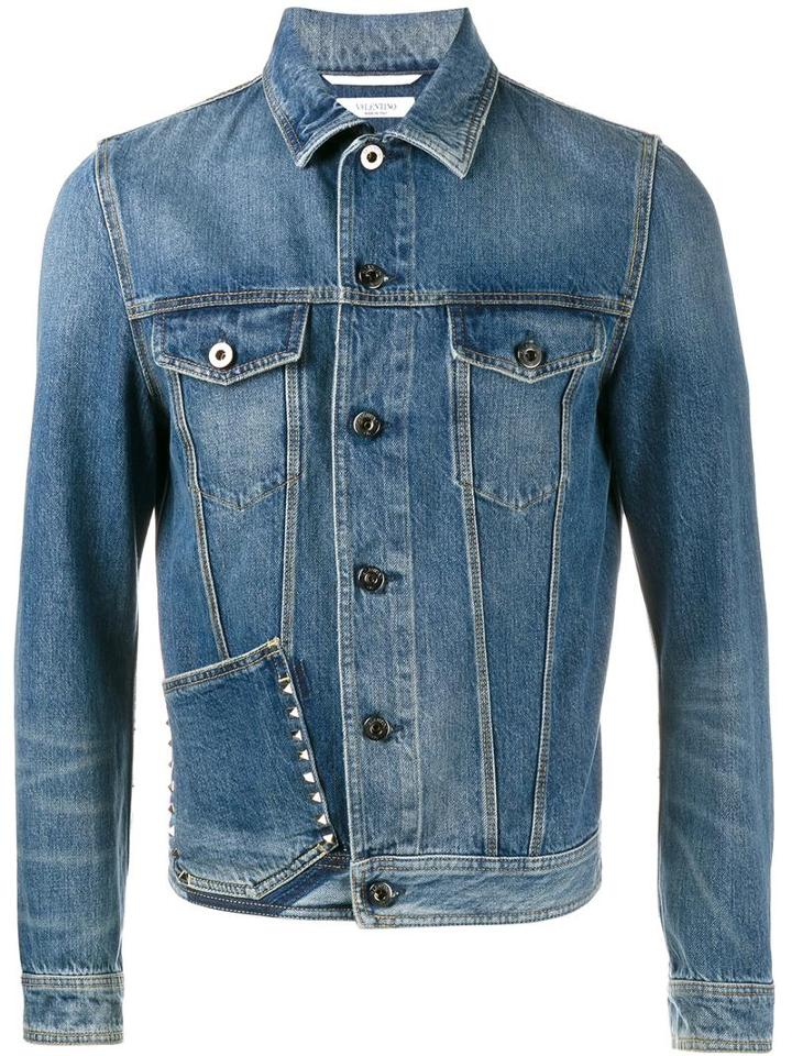 Valentino Rockstud Denim Jacket, Men's, Size: 46, Blue, Cotton