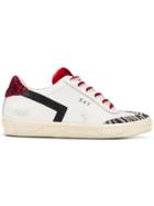 Leather Crown Zebra Detail Lace-up Sneakers - White