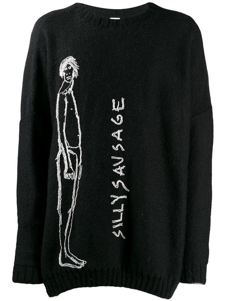 Loewe Oversized Embroidered Jumper - Black