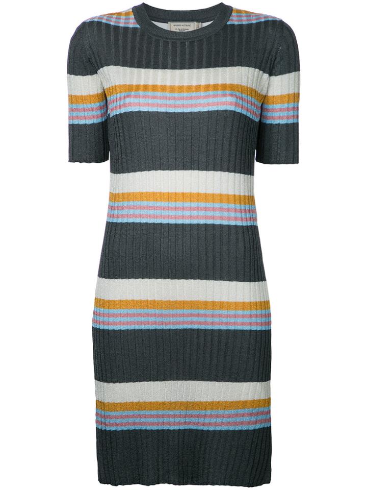 Maison Kitsuné Striped Ribbed-knit Dress - Multicolour