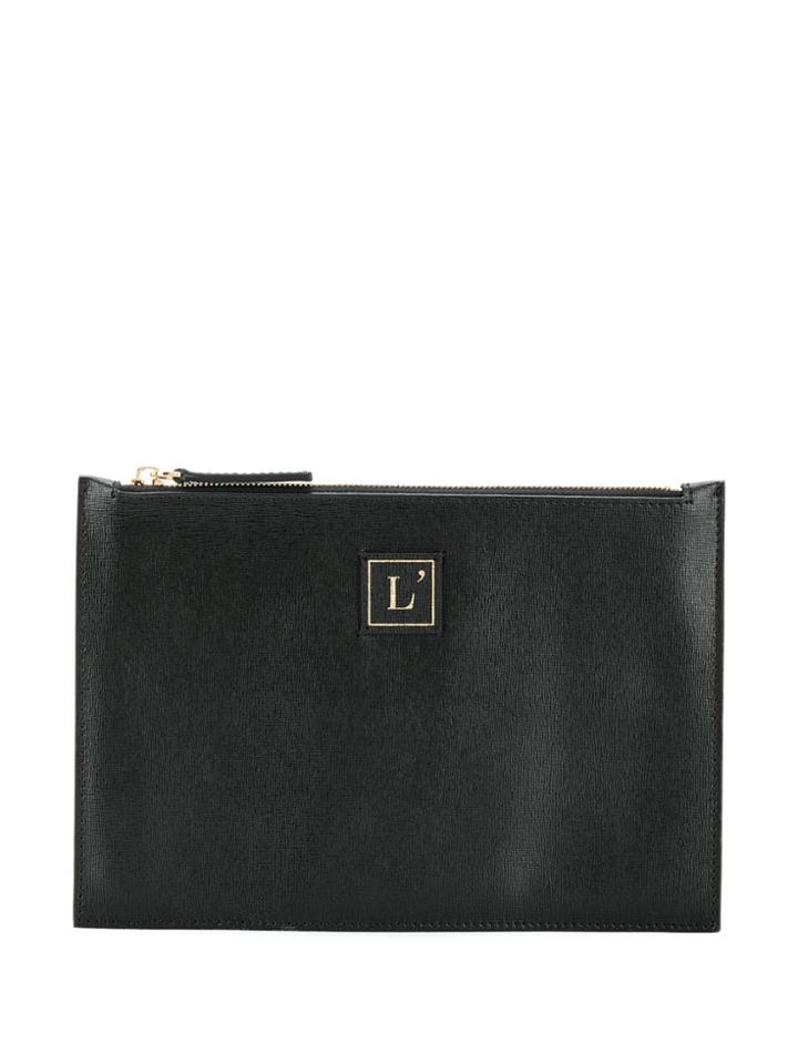 L'autre Chose Logo Patch Clutch Bag - Black