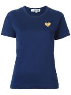 Comme Des Garçons Play Embroidered Heart T-shirt, Women's, Size: Medium, Blue, Cotton