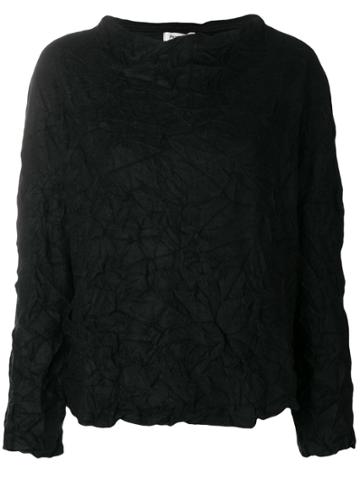 Plantation Crinkled Knit Sweater - Black