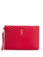 Saint Laurent Monogram Clutch Bag - Red