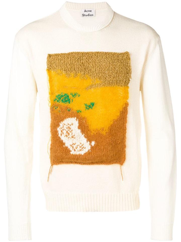 Acne Studios Appliqued Crew Neck Sweater - Neutrals