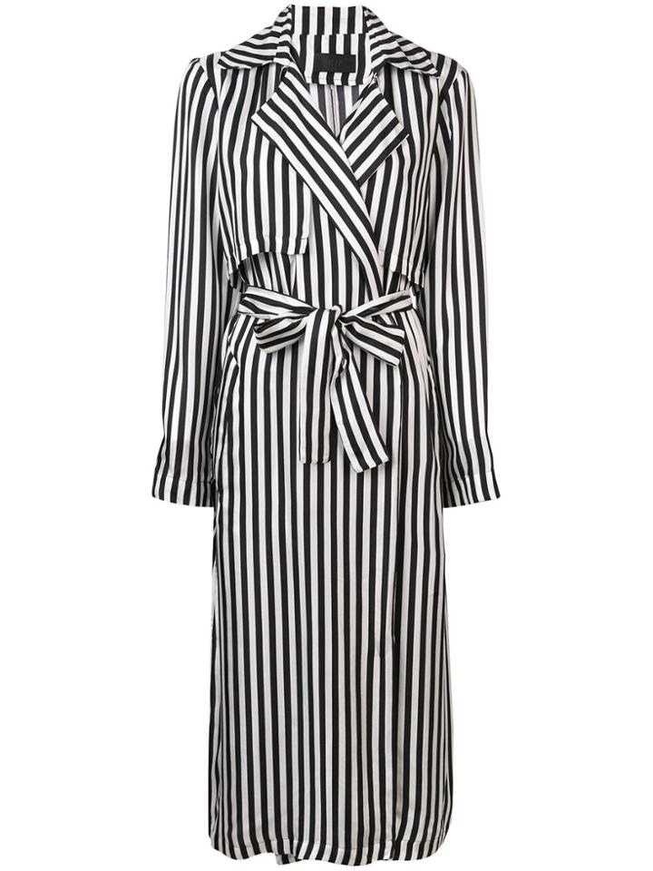 Rta Karina Striped Duster Coat - Black