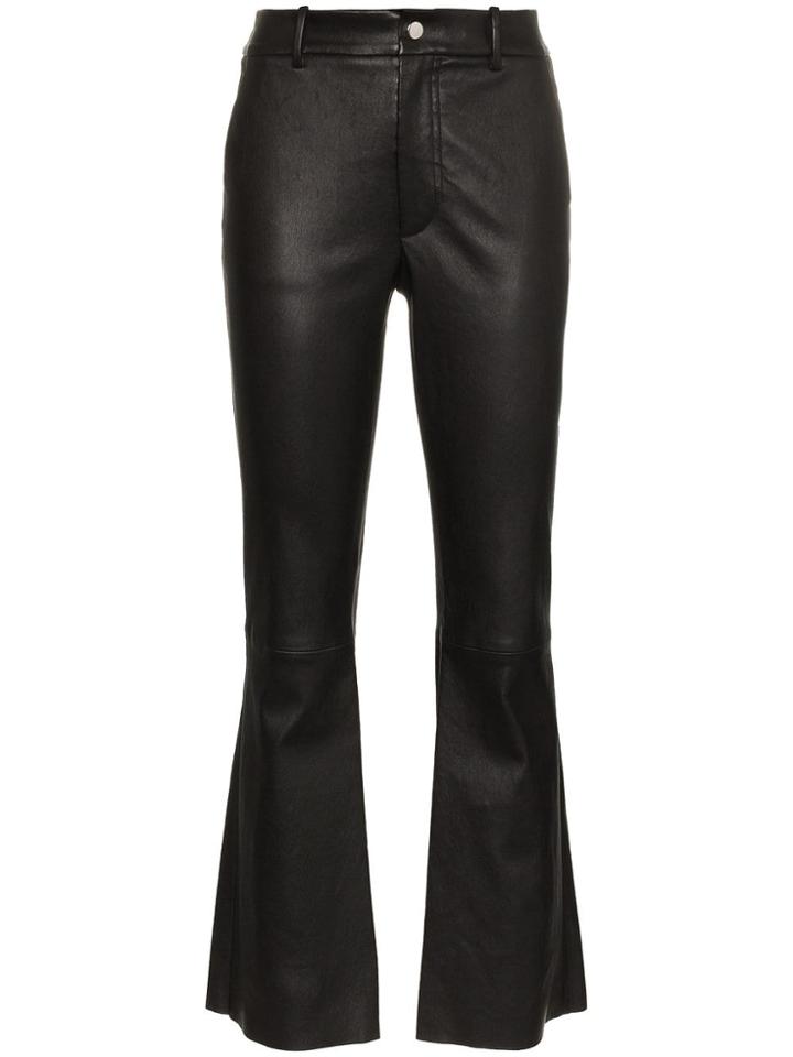 Helmut Lang Flared Leather Trousers - Black