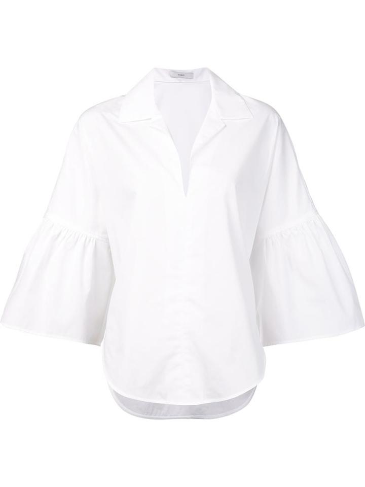 Tome Flared Sleeved Shift Shirt, Women's, Size: 4, White, Cotton