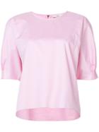 Tibi - Gathered Sleeve Detail Blouse - Women - Cotton - Xs, Pink/purple, Cotton