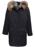 Army Yves Salomon Fur Lined Hooded Parka, Women's, Size: 38, Black, Cotton/fox Fur