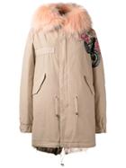 Mr & Mrs Italy Roses Print Mid Parka - Nude & Neutrals
