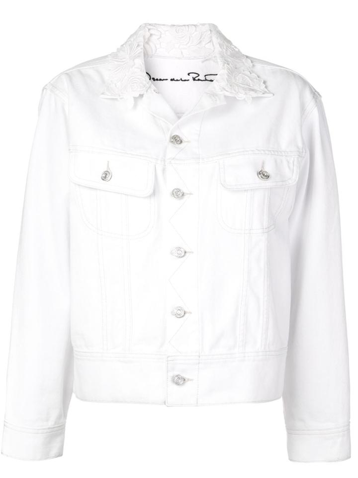 Oscar De La Renta Embroidered Denim Lucy Jacket - White