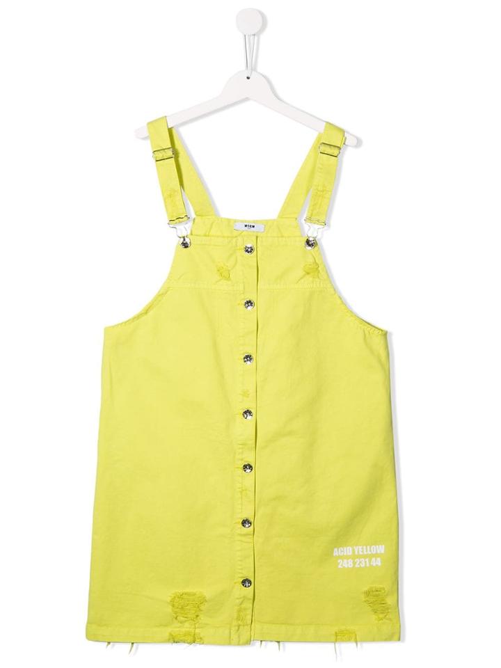 Msgm Kids Sleeveless Distressed Dress - Yellow