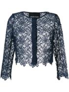 Ermanno Ermanno - Cropped Jacket - Women - Silk/cotton/polyester - 40, Women's, Blue, Silk/cotton/polyester