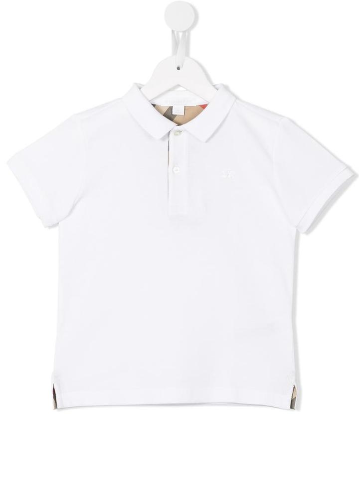 Burberry Kids Check Detail Polo Shirt, Boy's, Size: 8 Yrs, White