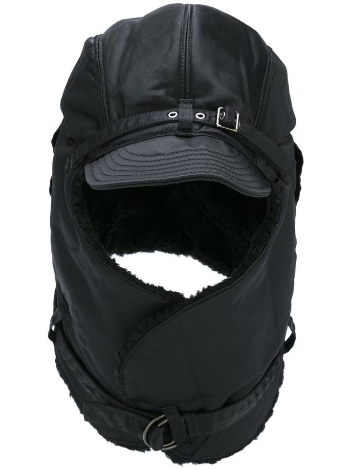 Junya Watanabe Comme Des Garçons Man Front Peak Shearling Hat, Men's, Black, Nylon