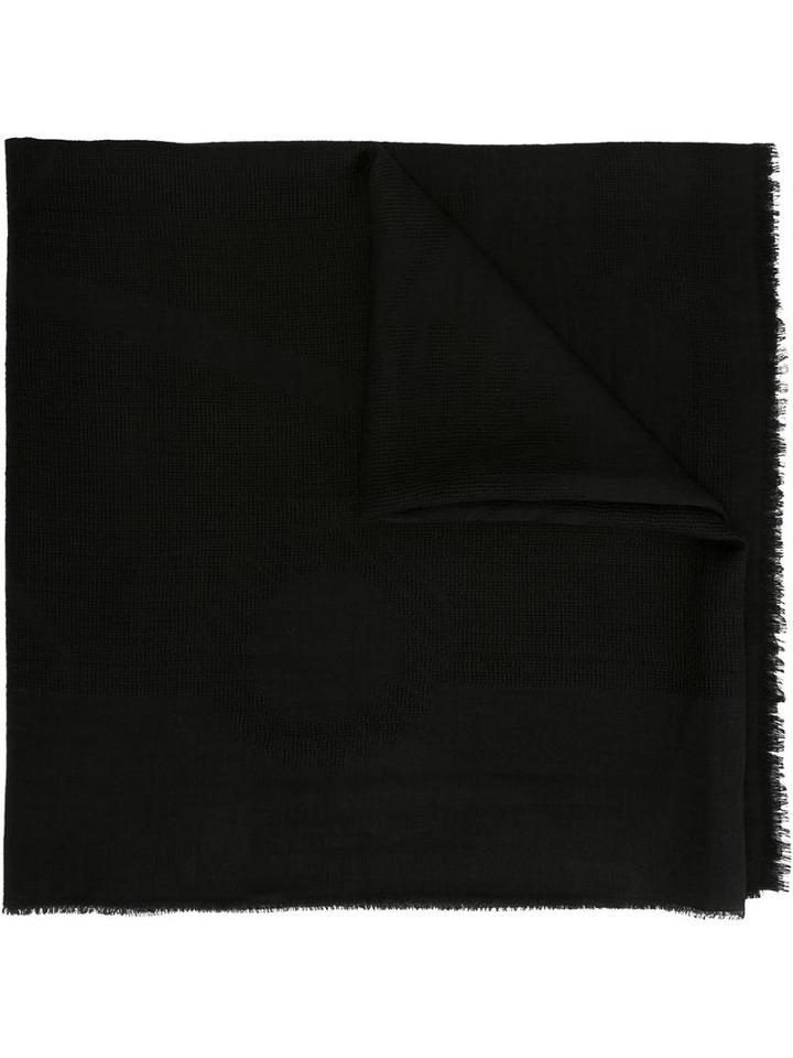 Floral Pattern Scarf, Women's, Black, Chanel Vintage