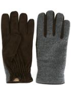 Lardini Panelled Gloves, Men's, Size: 7, Grey, Suede/cashmere/wool