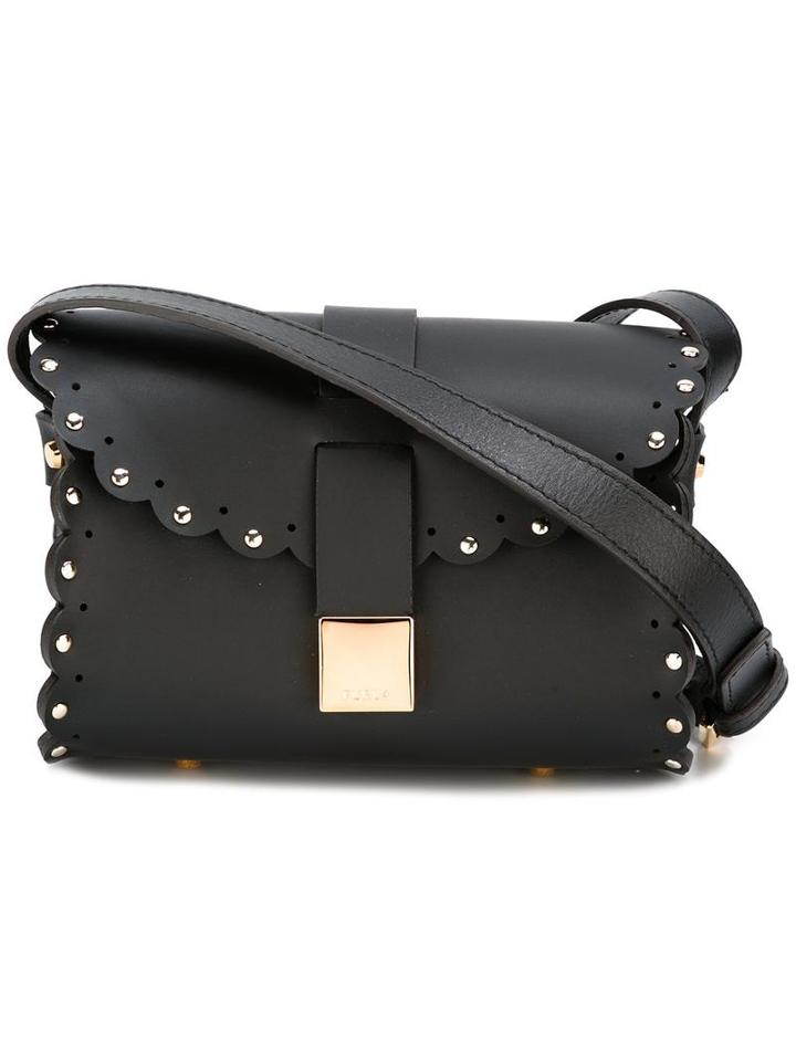 Furla Scalloped Detail Crossbody Bag, Women's, Black, Leather