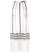 Derek Lam Sleeveless Embroidered Georgette Cocoon Dress - White