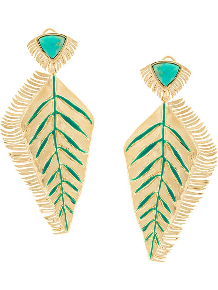 Aurelie Bidermann Feather Earrings - Yellow & Orange