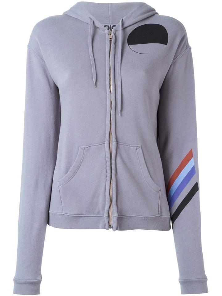 Freecity Geometric Print Zip Hoodie, Women's, Size: Large, Grey, Cotton
