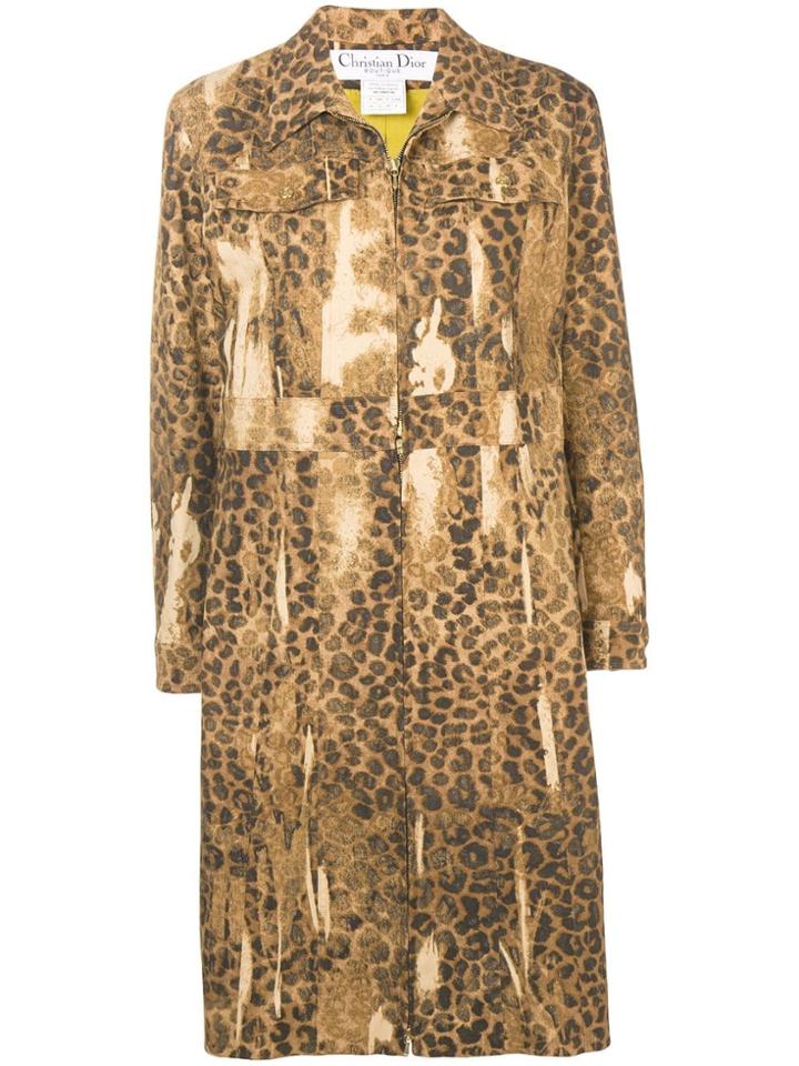 Christian Dior Vintage Leopard Print Coat - Brown