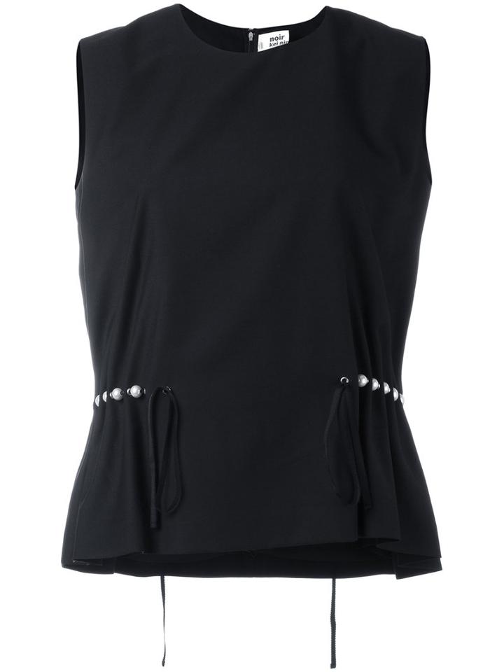 Comme Des Garçons Noir Kei Ninomiya Pearled Trim Top, Women's, Size: Large, Black, Polyester/cupro/rayon