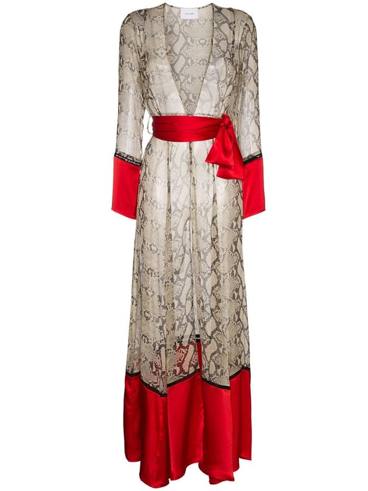 We Are Leone Contrast Python Print Maxi Cardigan - Grey