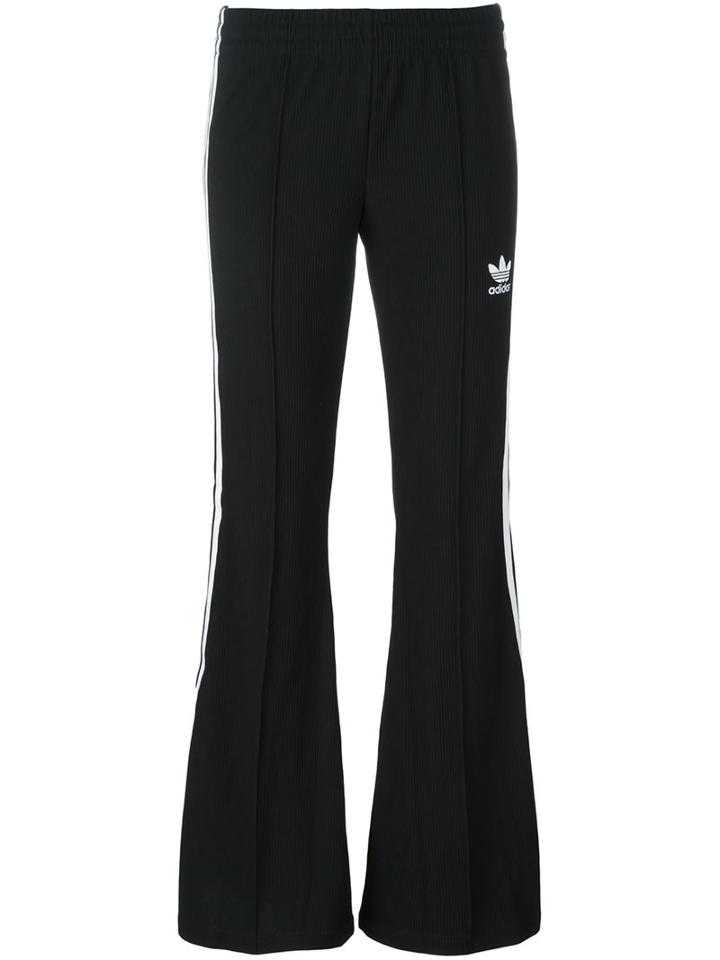Adidas Originals Flared Three Stripe Trousers, Women's, Size: 44, Black, Polyester/spandex/elastane