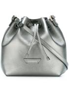 Emporio Armani Metallic Leather Bucket Bag, Women's, Grey