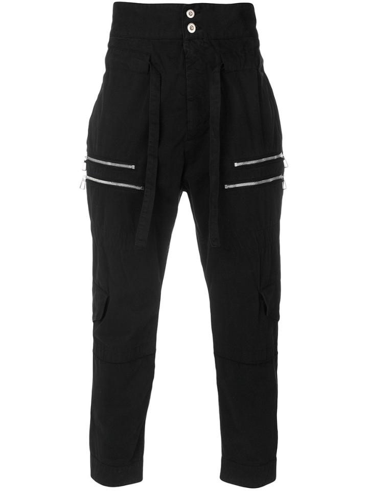Overcome High Rise Zipped Cargo Pants - Black