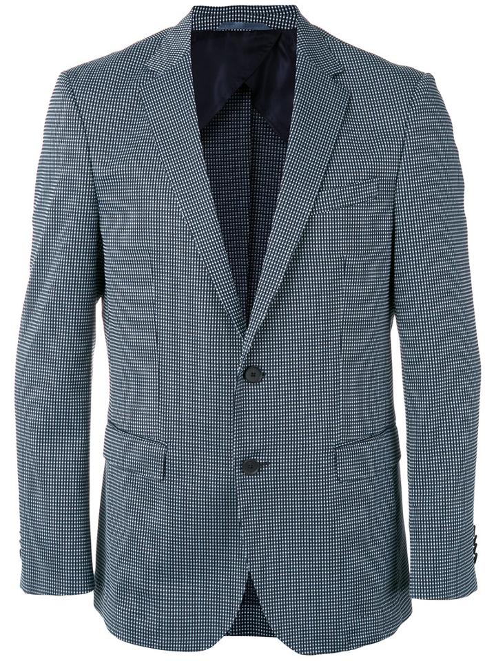 Boss Hugo Boss Checked Blazer, Men's, Size: 48, Blue, Cotton/polyamide/polyester/viscose